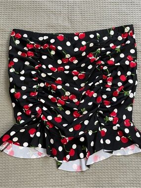 Torrid Retro Ruched Swim Skirt With Liner 0 (Large / 12) Cherry Polka Dot Pinup
